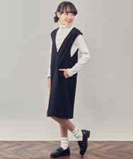 KJELP61039 a.v.v KIDS(アー・ヴェ・ヴェ) [100-130]Vネックジャンパースカート ベージュ