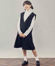 KJELP61039 a.v.v KIDS(アー・ヴェ・ヴェ) [100-130]Vネックジャンパースカート ベージュ