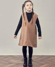 KJELP61039 a.v.v KIDS(アー・ヴェ・ヴェ) [100-130]Vネックジャンパースカート ベージュ