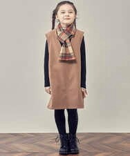 KJELP61039 a.v.v KIDS(アー・ヴェ・ヴェ) [100-130]Vネックジャンパースカート ベージュ