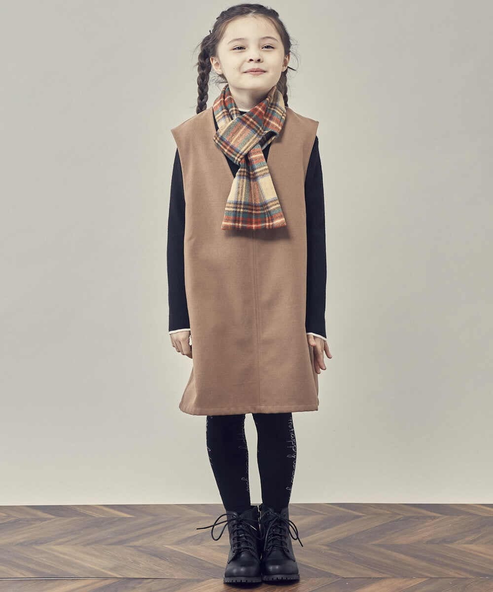 KJELP61039 a.v.v KIDS(アー・ヴェ・ヴェ) [100-130]Vネックジャンパースカート ベージュ
