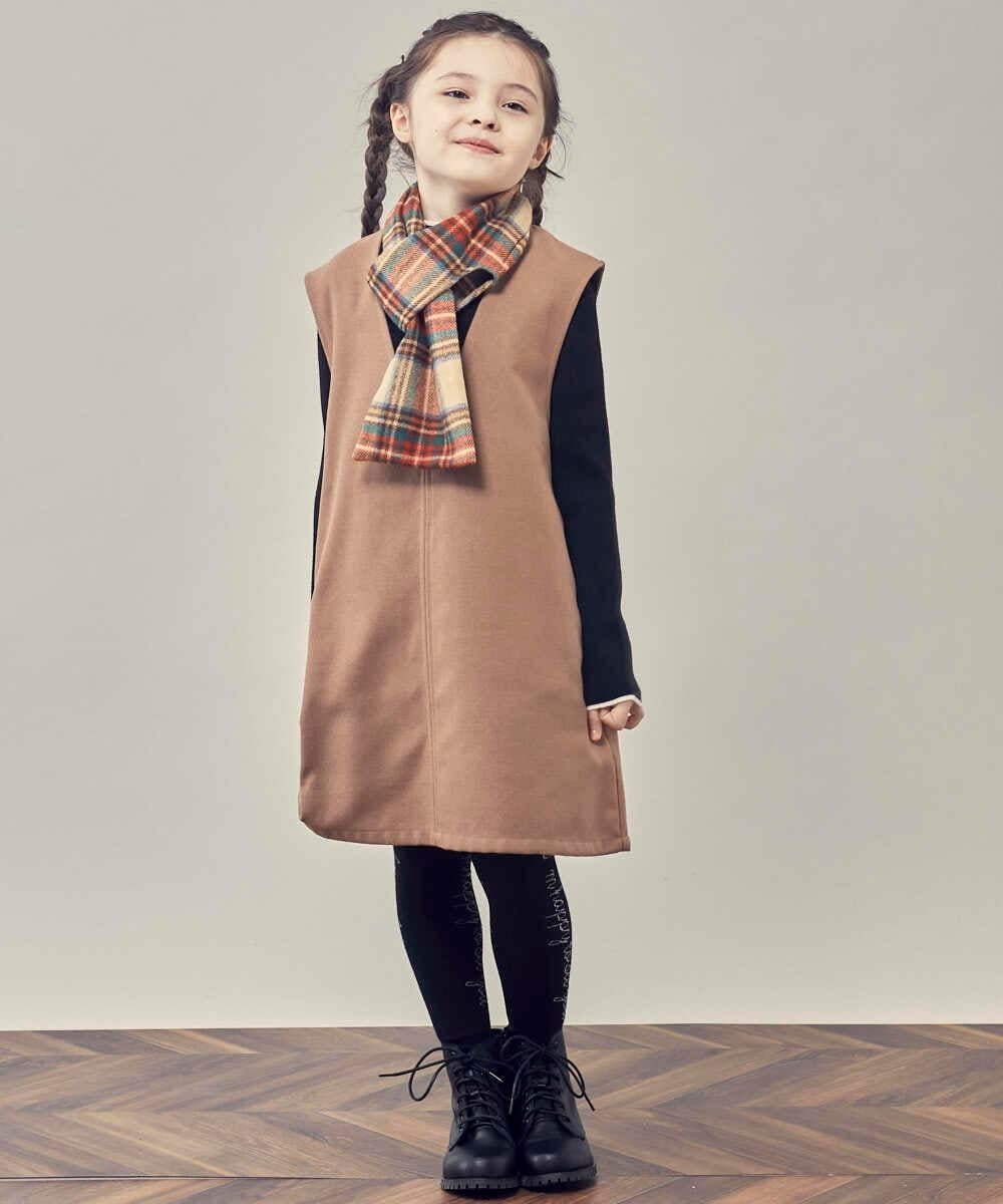 KJELP61039 a.v.v KIDS(アー・ヴェ・ヴェ) [100-130]Vネックジャンパースカート ベージュ