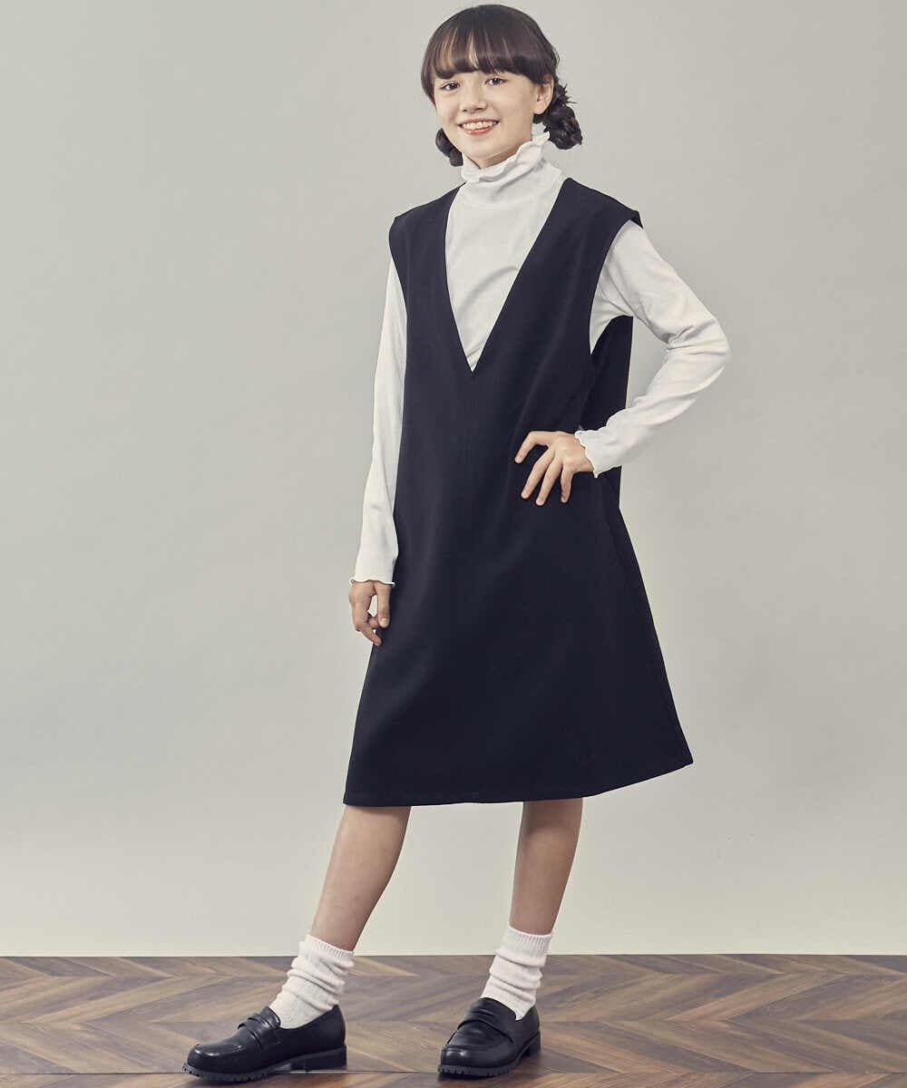 KJELP61039 a.v.v KIDS(アー・ヴェ・ヴェ) [100-130]Vネックジャンパースカート ブラック