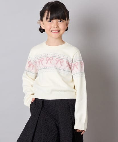 KJFAD03039  [120-160]【おうちで洗える】ふわもちノルディックニット