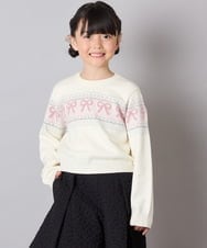 KJFAD03039 a.v.v KIDS(アー・ヴェ・ヴェ) [120-160]【おうちで洗える】ふわもちノルディックニット アイボリー