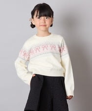 KJFAD03039 a.v.v KIDS(アー・ヴェ・ヴェ) [120-160]【おうちで洗える】ふわもちノルディックニット アイボリー