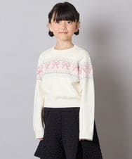 KJFAD03039 a.v.v KIDS(アー・ヴェ・ヴェ) [120-160]【おうちで洗える】ふわもちノルディックニット アイボリー