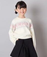 KJFAD03039 a.v.v KIDS(アー・ヴェ・ヴェ) [120-160]【おうちで洗える】ふわもちノルディックニット アイボリー
