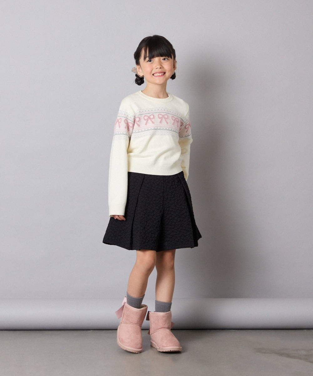 KJFAD03039 a.v.v KIDS(アー・ヴェ・ヴェ) [120-160]【おうちで洗える】ふわもちノルディックニット アイボリー