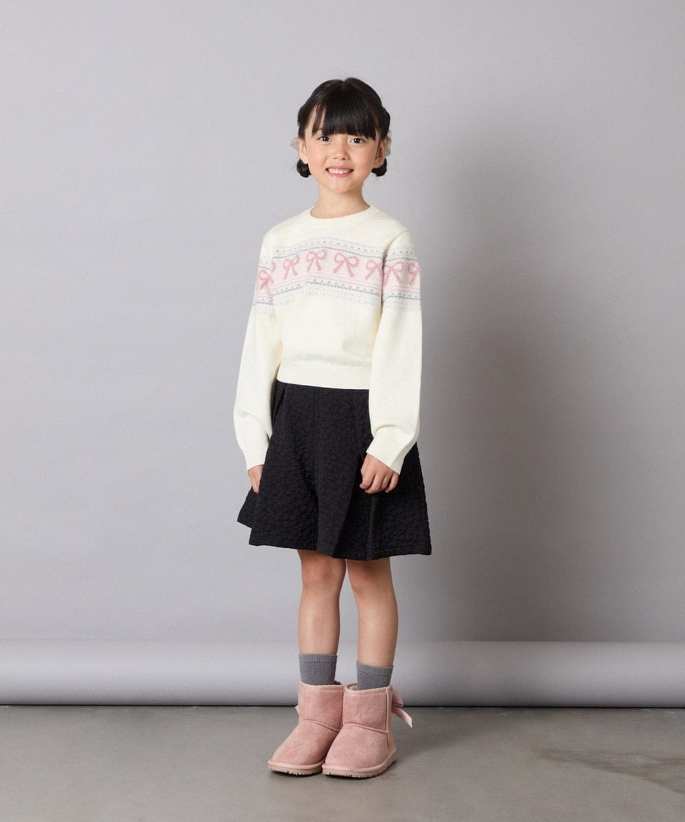 KJFAD03039 a.v.v KIDS(アー・ヴェ・ヴェ) [120-160]【おうちで洗える】ふわもちノルディックニット アイボリー