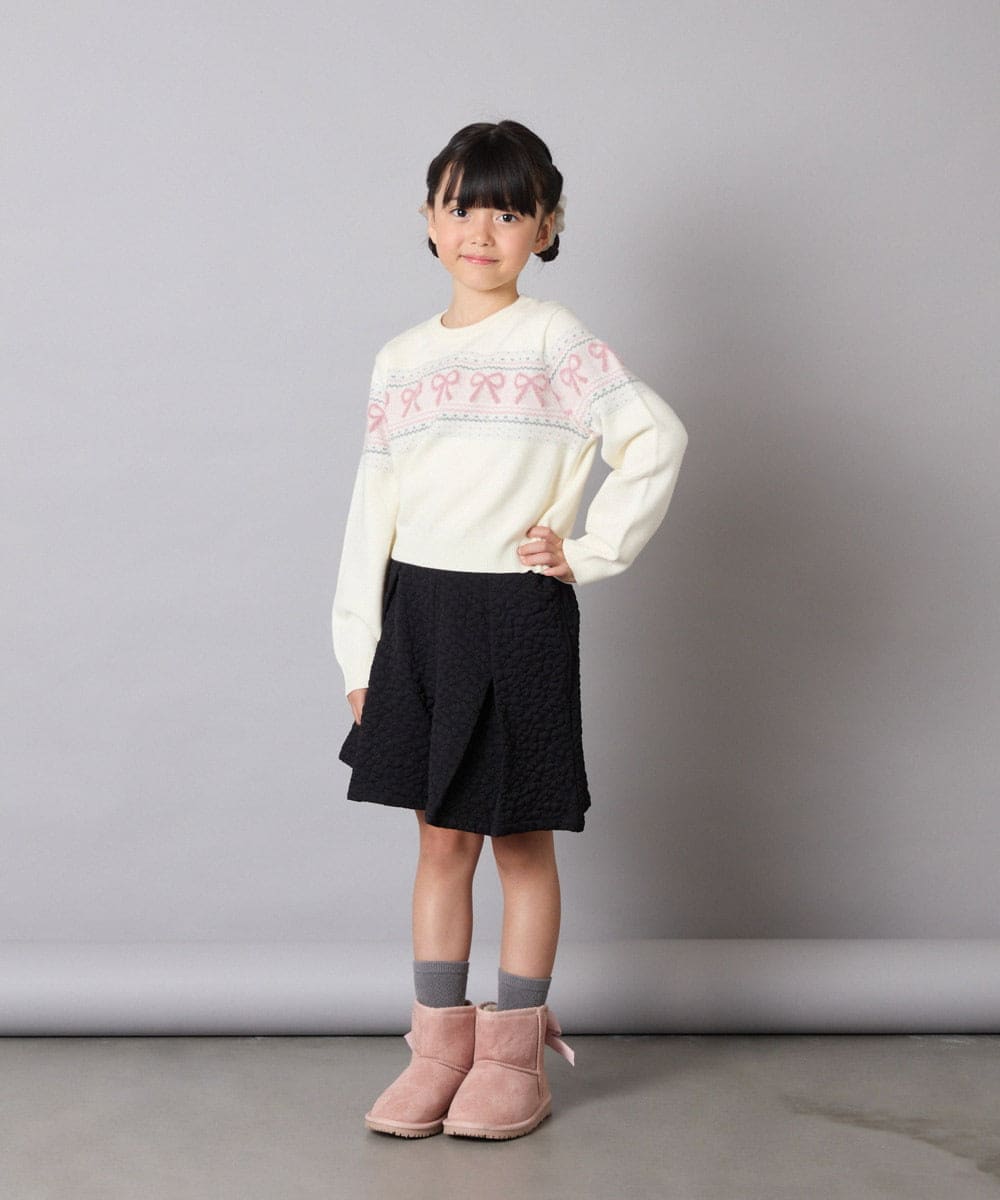 KJFAD03039 a.v.v KIDS(アー・ヴェ・ヴェ) [120-160]【おうちで洗える】ふわもちノルディックニット アイボリー