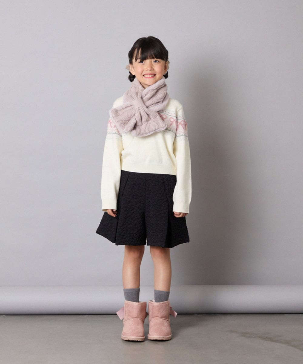 KJFAD03039 a.v.v KIDS(アー・ヴェ・ヴェ) [120-160]【おうちで洗える】ふわもちノルディックニット アイボリー