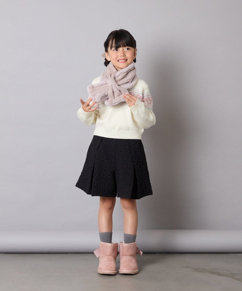 KJFAD03039 a.v.v KIDS(アー・ヴェ・ヴェ) [120-160]【おうちで洗える】ふわもちノルディックニット アイボリー