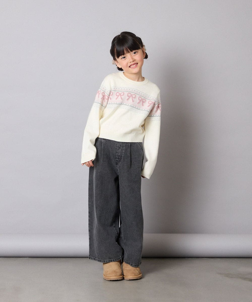 KJFAD03039 a.v.v KIDS(アー・ヴェ・ヴェ) [120-160]【おうちで洗える】ふわもちノルディックニット アイボリー