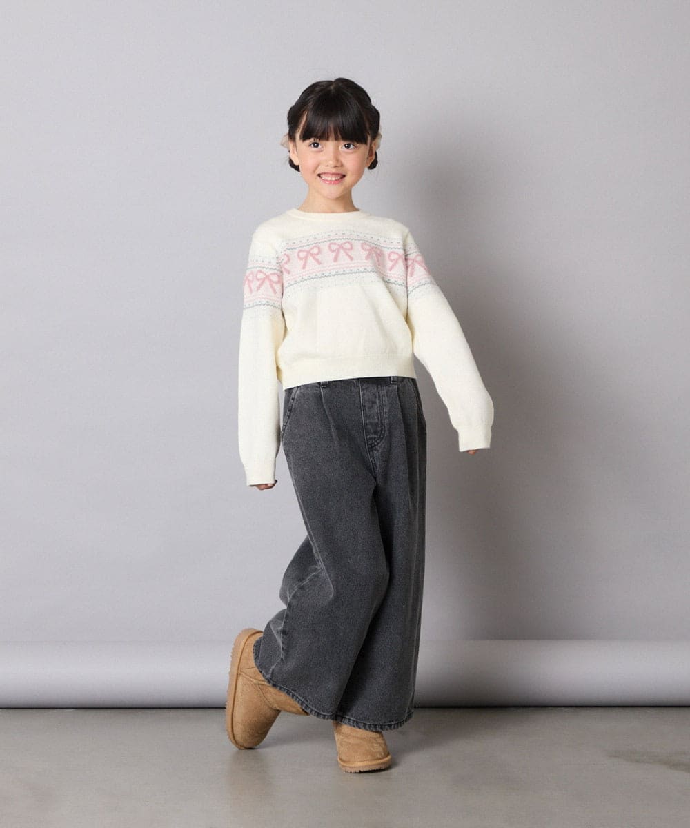 KJFAD03039 a.v.v KIDS(アー・ヴェ・ヴェ) [120-160]【おうちで洗える】ふわもちノルディックニット アイボリー