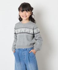 KJFAD03039 a.v.v KIDS(アー・ヴェ・ヴェ) [120-160]【おうちで洗える】ふわもちノルディックニット グレー