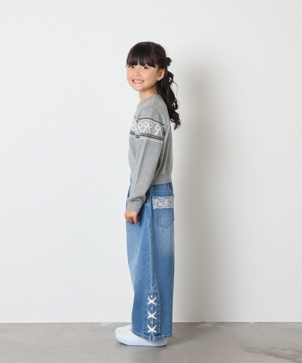 KJFAD03039 a.v.v KIDS(アー・ヴェ・ヴェ) [120-160]【おうちで洗える】ふわもちノルディックニット グレー