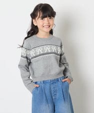 KJFAD03039 a.v.v KIDS(アー・ヴェ・ヴェ) [120-160]【おうちで洗える】ふわもちノルディックニット グレー