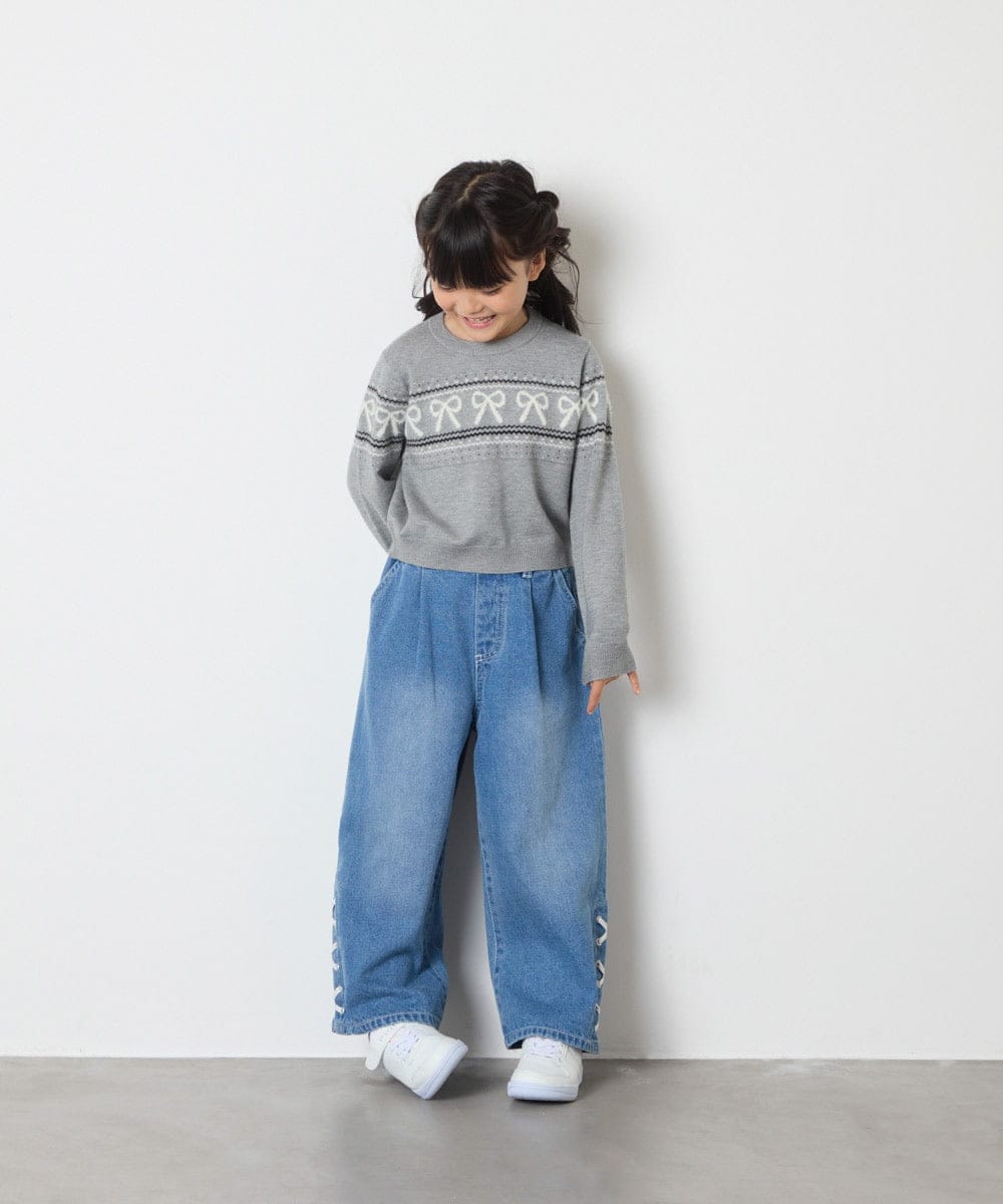 KJFAD03039 a.v.v KIDS(アー・ヴェ・ヴェ) [120-160]【おうちで洗える】ふわもちノルディックニット グレー