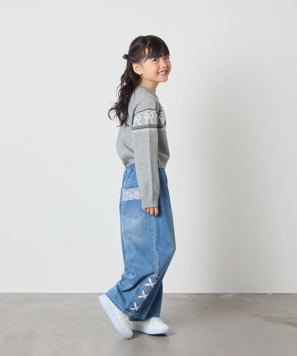 KJFAD03039 a.v.v KIDS(アー・ヴェ・ヴェ) [120-160]【おうちで洗える】ふわもちノルディックニット グレー