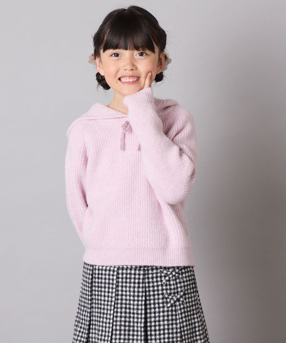 KJFAD04039 a.v.v KIDS(アー・ヴェ・ヴェ) [120-160]【おうちで洗える】とろふわニットパーカー ピンク