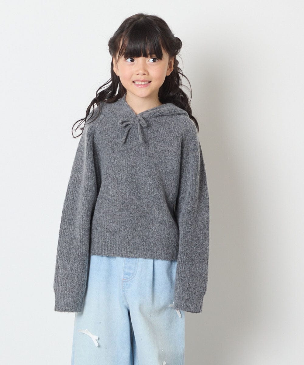 KJFAD04039 a.v.v KIDS(アー・ヴェ・ヴェ) [120-160]【おうちで洗える】とろふわニットパーカー ピンク