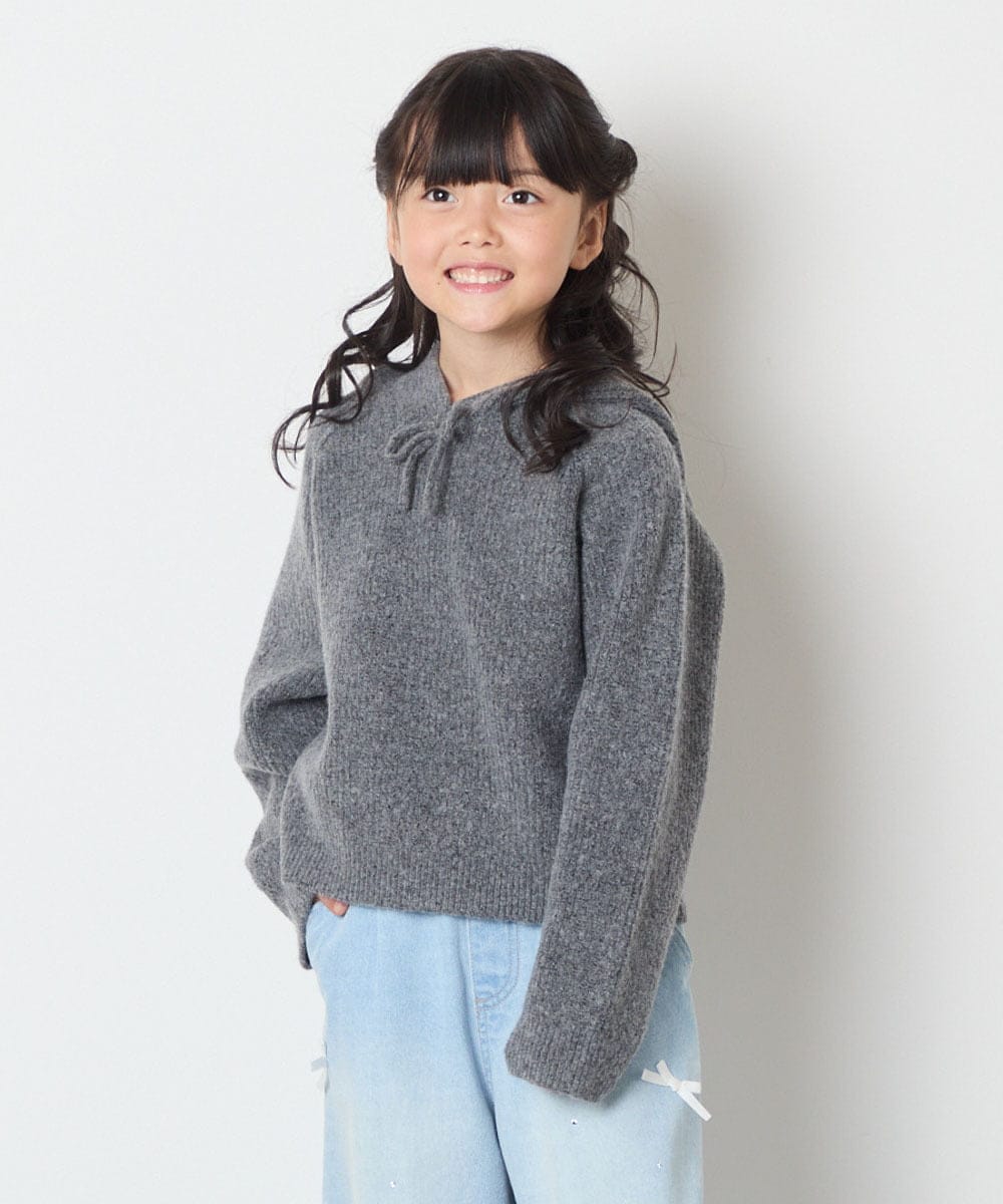 KJFAD04039 a.v.v KIDS(アー・ヴェ・ヴェ) [120-160]【おうちで洗える】とろふわニットパーカー ピンク