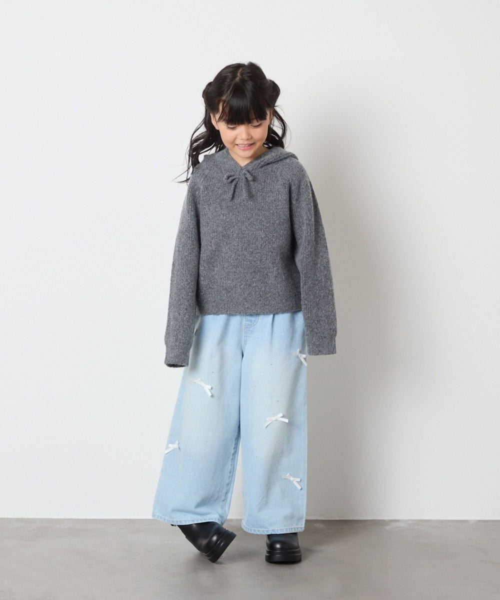 KJFAD04039 a.v.v KIDS(アー・ヴェ・ヴェ) [120-160]【おうちで洗える】とろふわニットパーカー ピンク