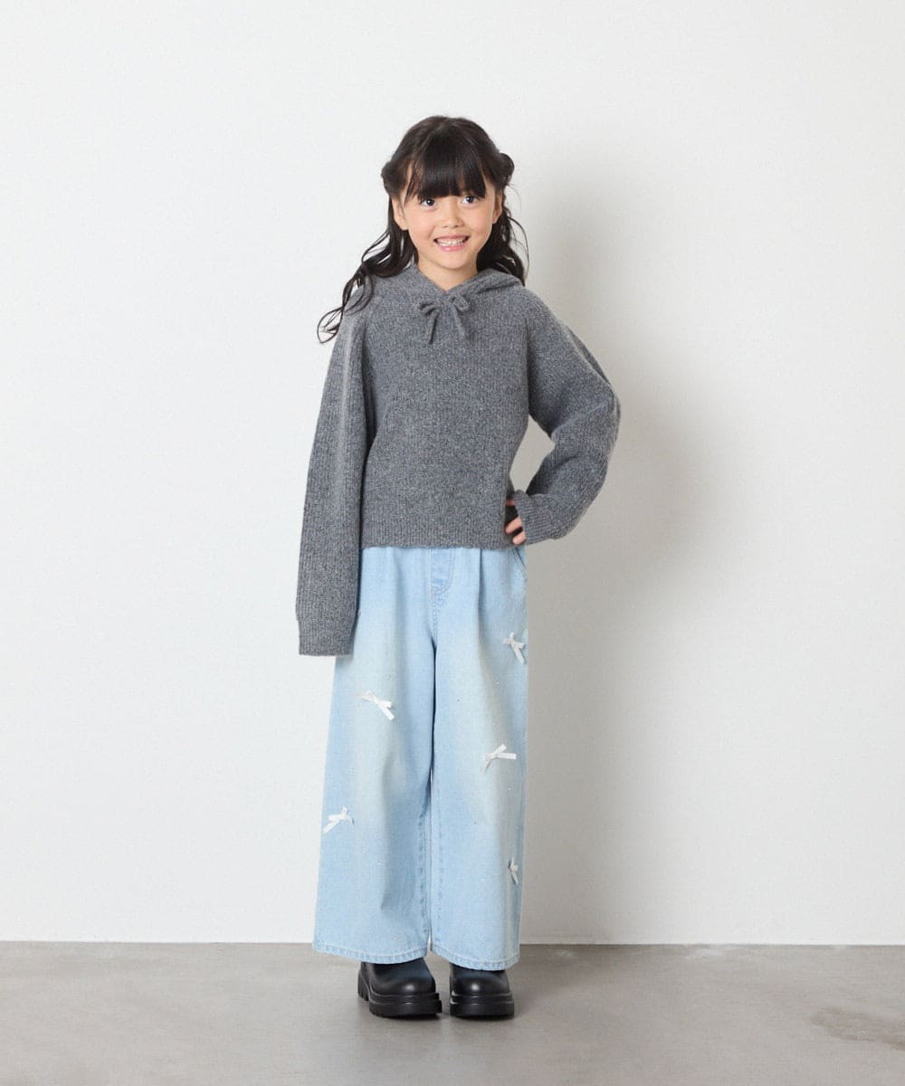 KJFAD04039 a.v.v KIDS(アー・ヴェ・ヴェ) [120-160]【おうちで洗える】とろふわニットパーカー ピンク