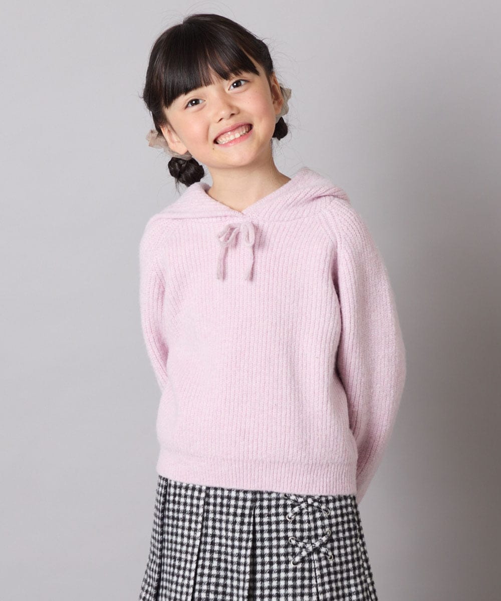 KJFAD04039 a.v.v KIDS(アー・ヴェ・ヴェ) [120-160]【おうちで洗える】とろふわニットパーカー ピンク