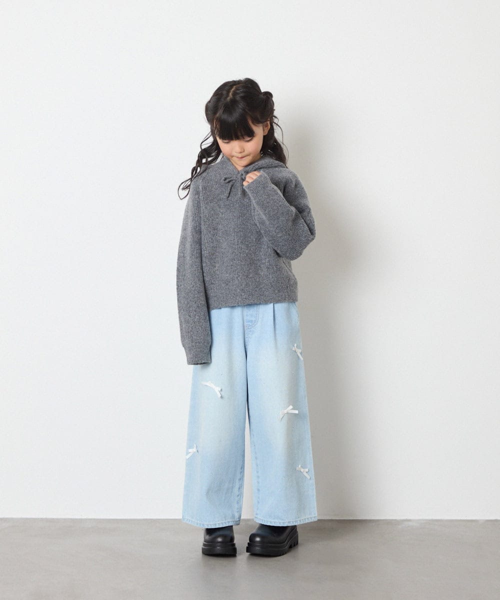 KJFAD04039 a.v.v KIDS(アー・ヴェ・ヴェ) [120-160]【おうちで洗える】とろふわニットパーカー ピンク