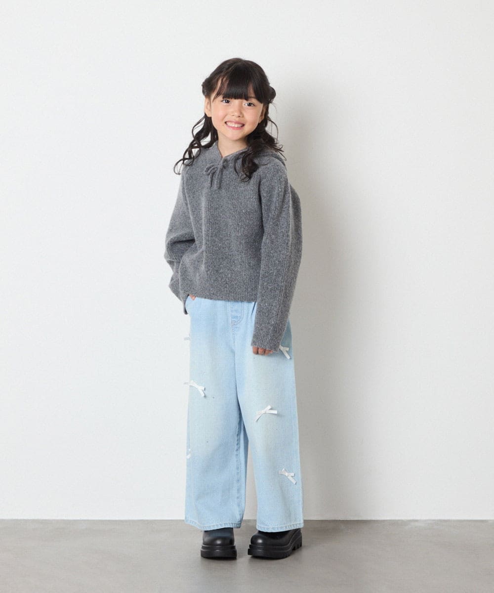 KJFAD04039 a.v.v KIDS(アー・ヴェ・ヴェ) [120-160]【おうちで洗える】とろふわニットパーカー ピンク