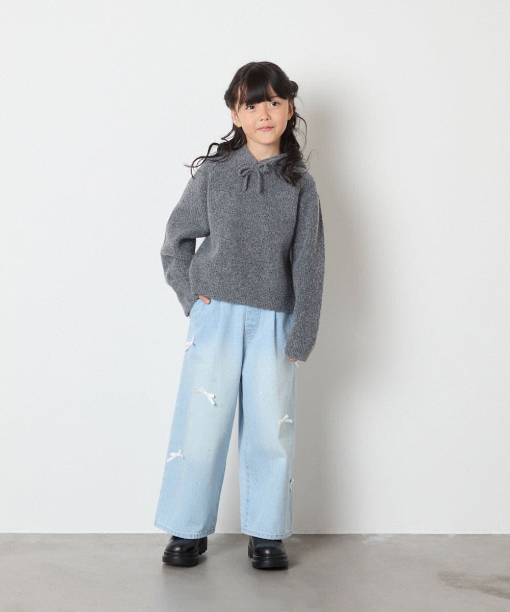KJFAD04039 a.v.v KIDS(アー・ヴェ・ヴェ) [120-160]【おうちで洗える】とろふわニットパーカー ピンク