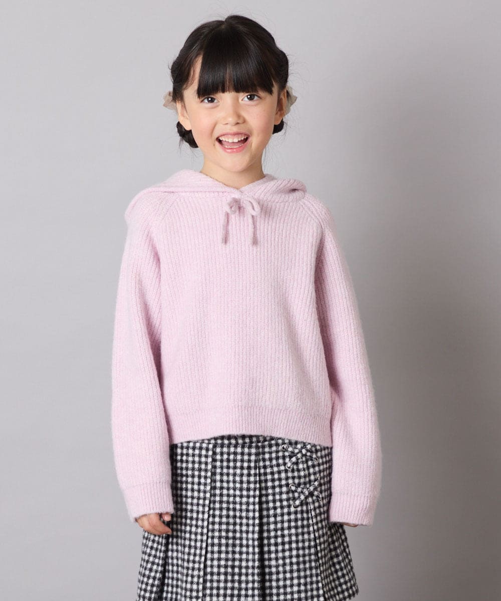 KJFAD04039 a.v.v KIDS(アー・ヴェ・ヴェ) [120-160]【おうちで洗える】とろふわニットパーカー ピンク