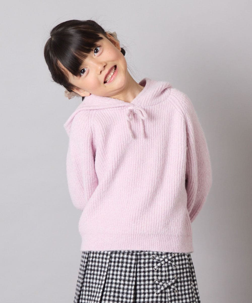 KJFAD04039 a.v.v KIDS(アー・ヴェ・ヴェ) [120-160]【おうちで洗える】とろふわニットパーカー ピンク