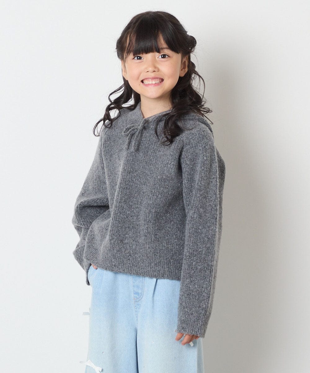 KJFAD04039 a.v.v KIDS(アー・ヴェ・ヴェ) [120-160]【おうちで洗える】とろふわニットパーカー ダークグレー