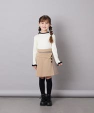 KJFAG04034 a.v.v KIDS(アー・ヴェ・ヴェ) [130-160]【手洗い】配色フリル付リブニット アイボリー