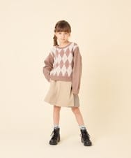 KJFAG11044 a.v.v KIDS(アー・ヴェ・ヴェ) [120-150]【ママとお揃いコーデが叶う】アーガイルニット ベージュ