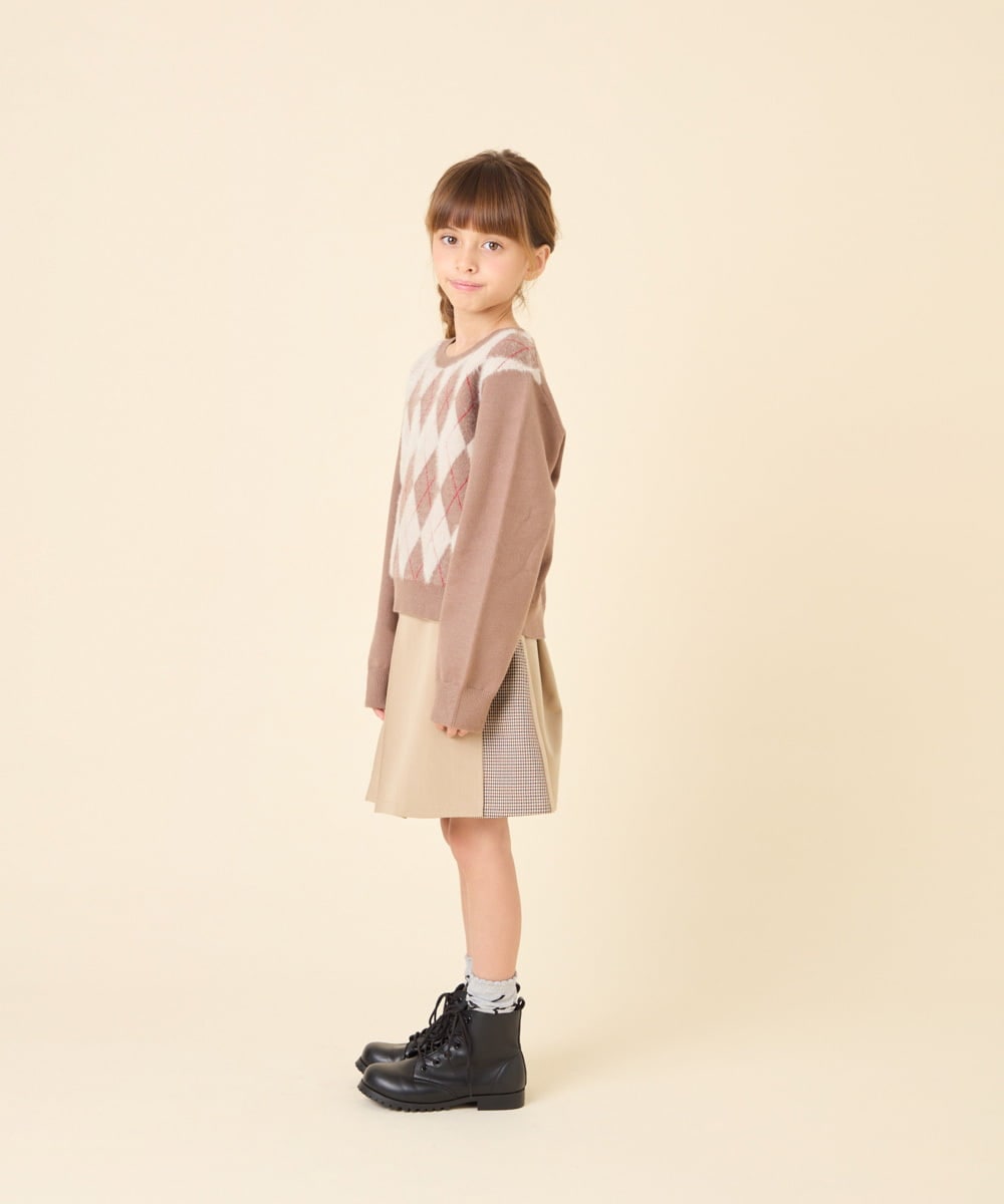 KJFAG11044 a.v.v KIDS(アー・ヴェ・ヴェ) [120-150]【ママとお揃いコーデが叶う】アーガイルニット ベージュ