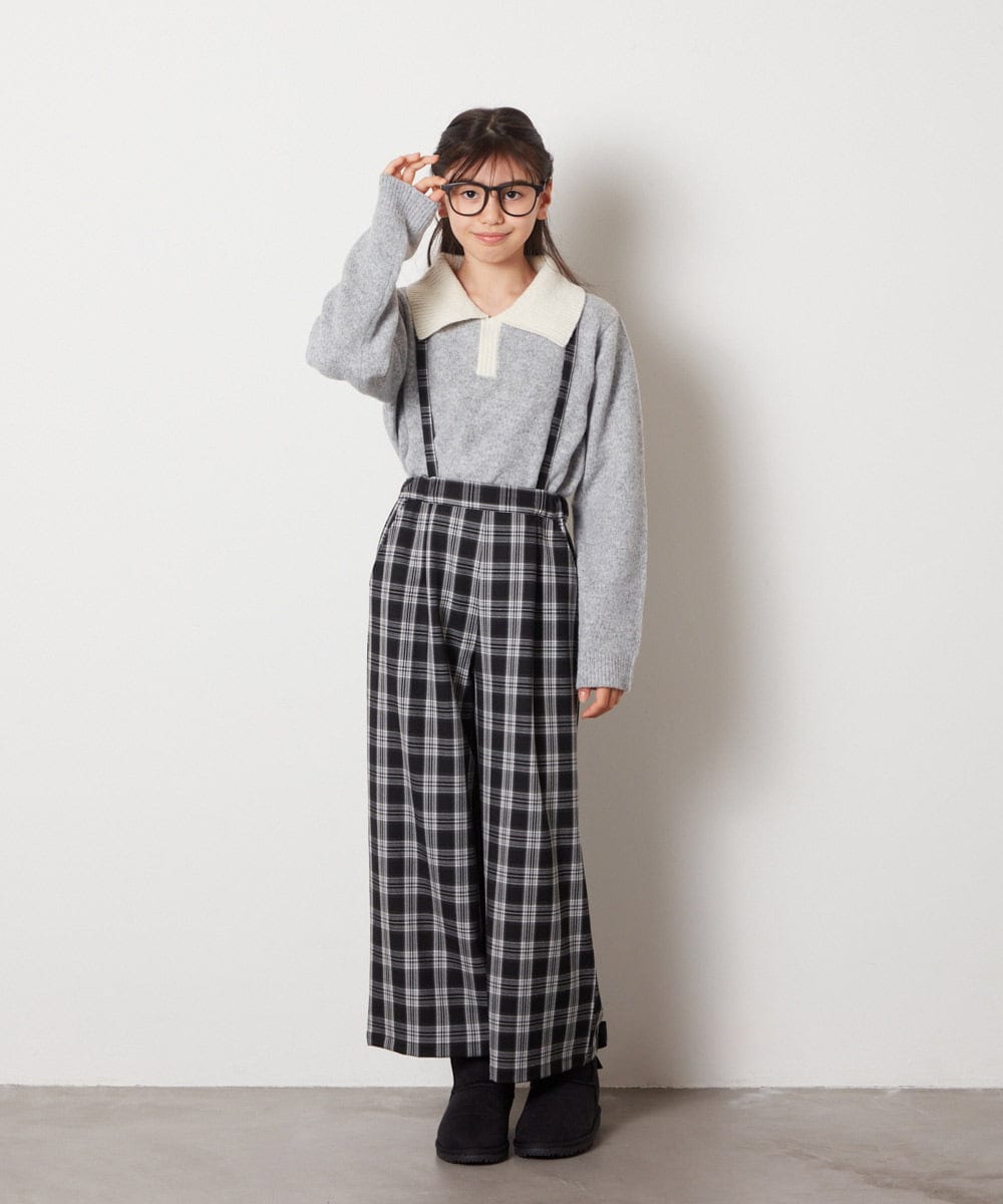 KJFBB66034 a.v.v KIDS(アー・ヴェ・ヴェ) [140-150]襟付きバイカラーニット ライトブルー