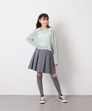KJFED30044 a.v.v KIDS(アー・ヴェ・ヴェ) [120-160][ママとお揃いコーデが叶う]襟付きメッシュニットレイヤードトップス グリーン