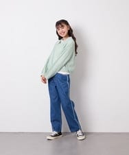 KJFED30044 a.v.v KIDS(アー・ヴェ・ヴェ) [120-160][ママとお揃いコーデが叶う]襟付きメッシュニットレイヤードトップス グリーン