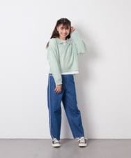 KJFED30044 a.v.v KIDS(アー・ヴェ・ヴェ) [120-160][ママとお揃いコーデが叶う]襟付きメッシュニットレイヤードトップス グリーン