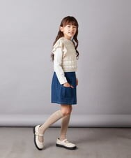 KJFEV30044 a.v.v KIDS(アー・ヴェ・ヴェ) [100-130]【2点セット】透かし編みカラーネップベストセット アイボリー