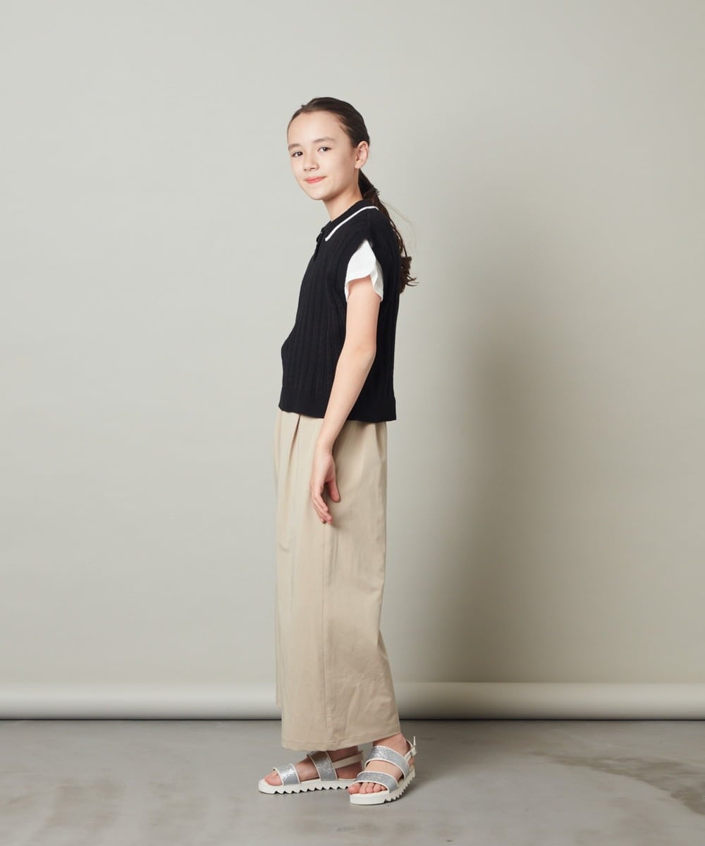 KJFFT41044 a.v.v KIDS(アー・ヴェ・ヴェ) [140-150]【2点セット】アイレット柄襟付きニットベストセット ブラック