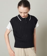 KJFFT41044 a.v.v KIDS(アー・ヴェ・ヴェ) [140-150]【2点セット】アイレット柄襟付きニットベストセット ブラック