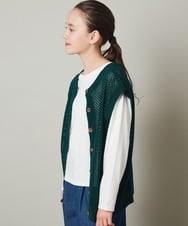 KJFFU40049 a.v.v KIDS(アー・ヴェ・ヴェ) [160]【2点セット/2WAY】バックボタンメッシュニットベストセット グリーン