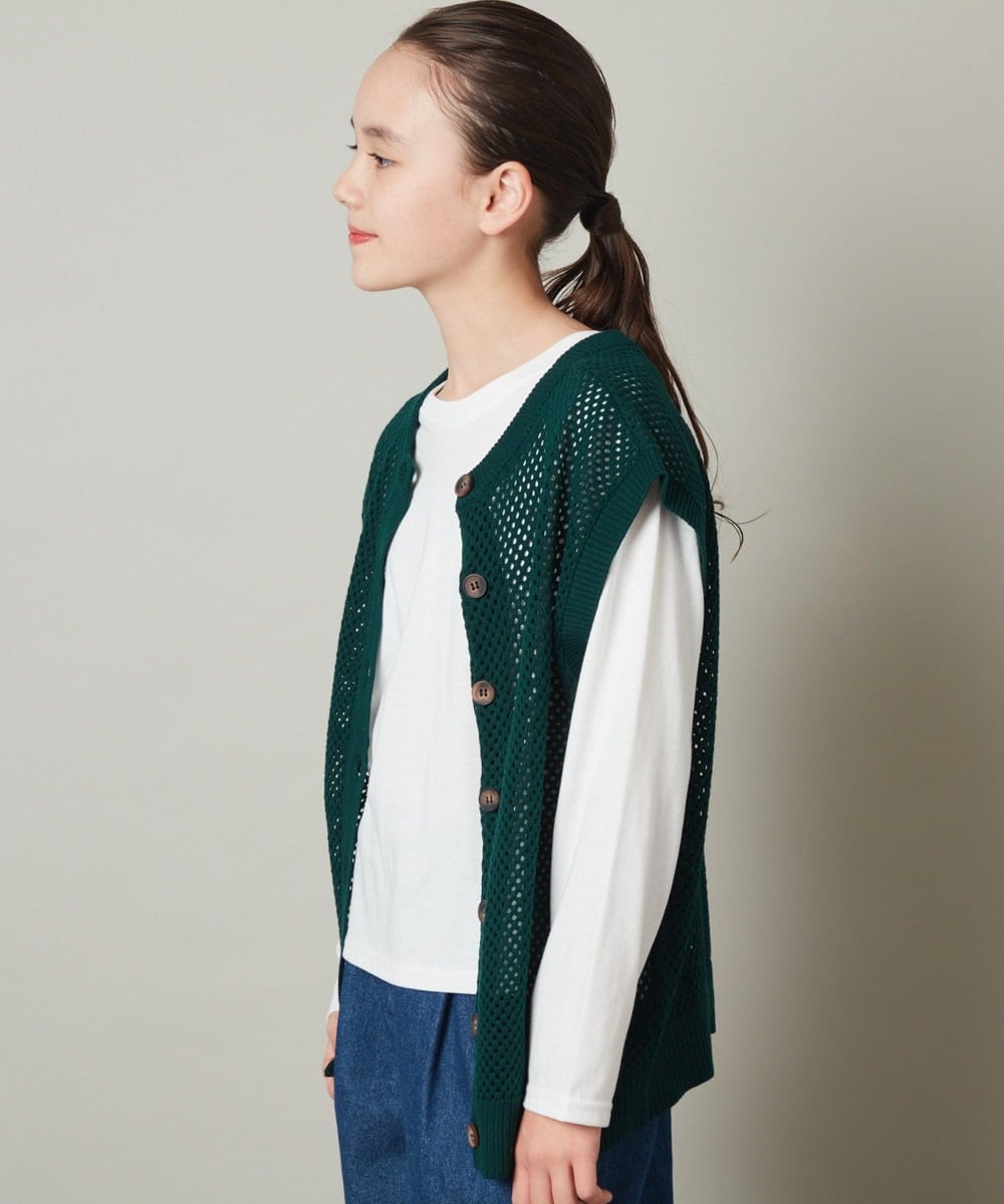KJFFU40049 a.v.v KIDS(アー・ヴェ・ヴェ) [160]【2点セット/2WAY】バックボタンメッシュニットベストセット グリーン