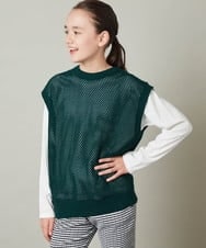 KJFFU40049 a.v.v KIDS(アー・ヴェ・ヴェ) [160]【2点セット/2WAY】バックボタンメッシュニットベストセット グリーン