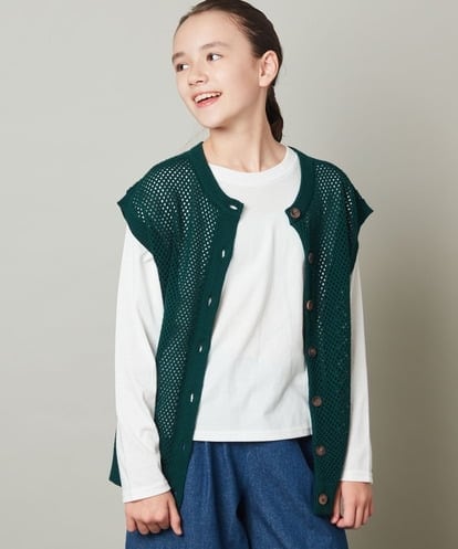 KJFFU40049 a.v.v KIDS [160]【2点セット/2WAY】バックボタンメッシュニットベストセット